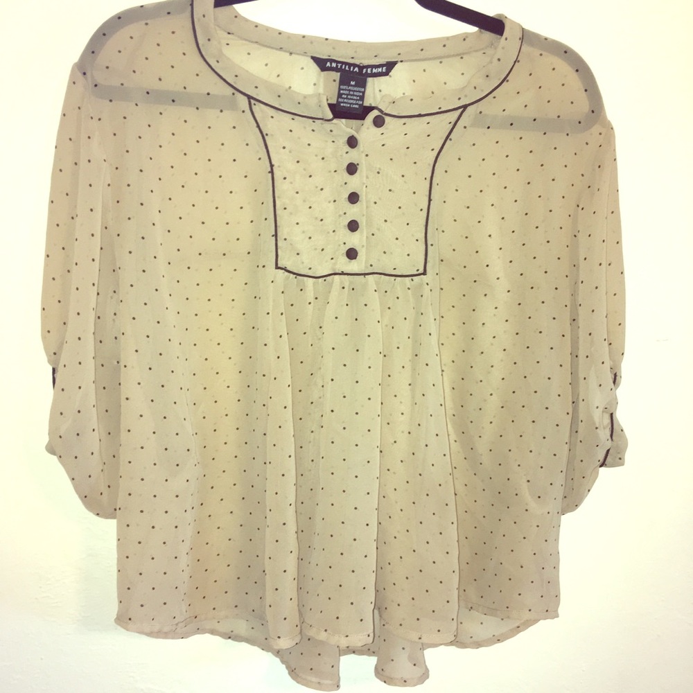 Antilia Femme Anthropologie Hi Low Polka Dot Top